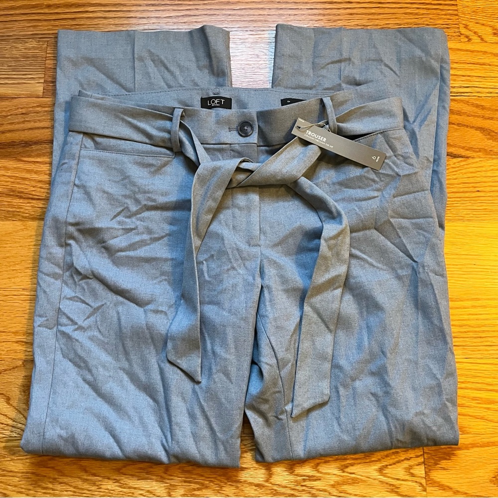 Loft Women’s Tie Waist Trouser Pants blue size 6 petite